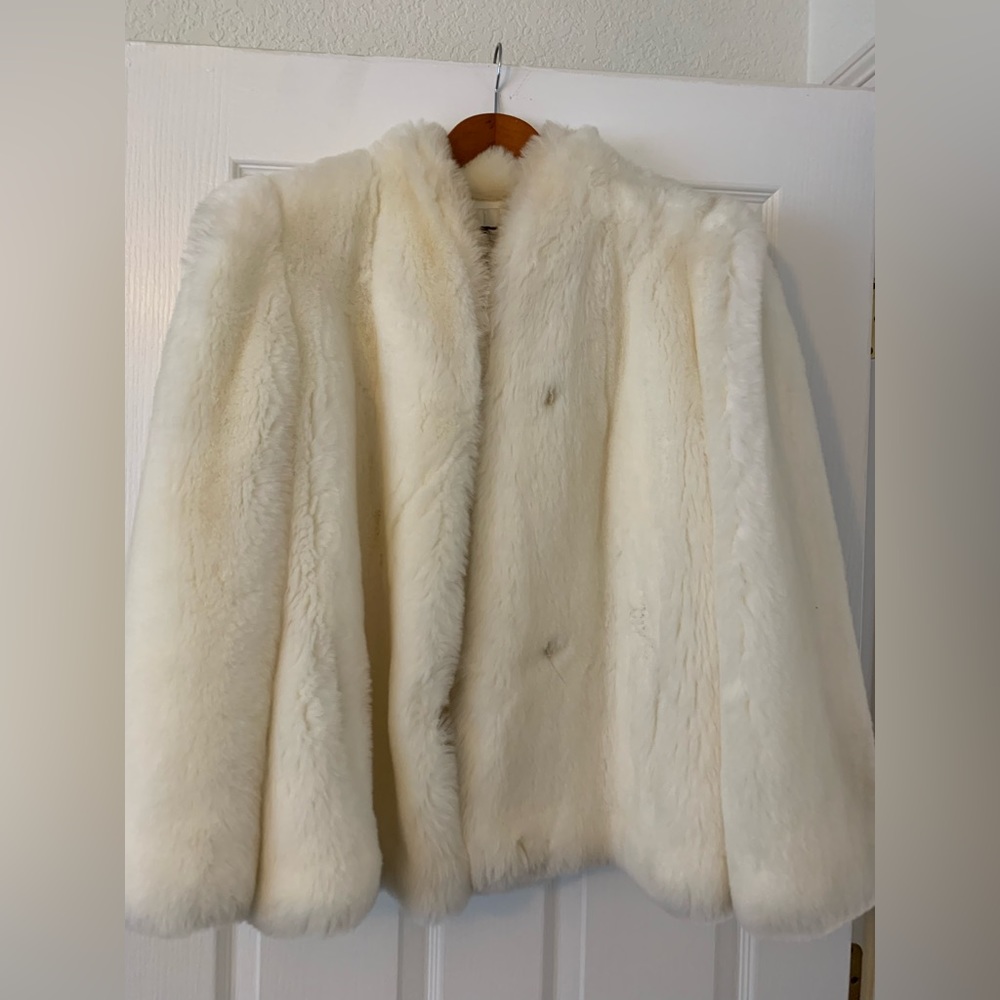 Faux fur designer white fur coat
